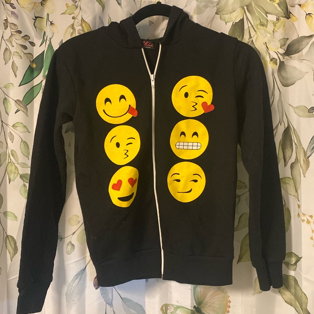 Kids Emoji Zip-Up Jacket - Black and Yellow